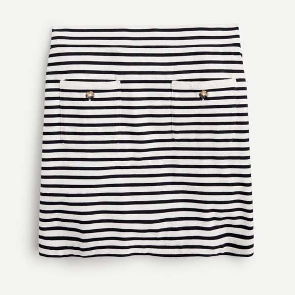 NWT J. Crew Knit Pocket Mini Skirt in Stripe Cream/Navy - Picture 3 of 7